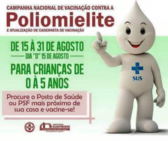 Campanha de Vacinação Contra a Paralisia Infantil começa dia 15 em Agricolândia  - Imagem 1