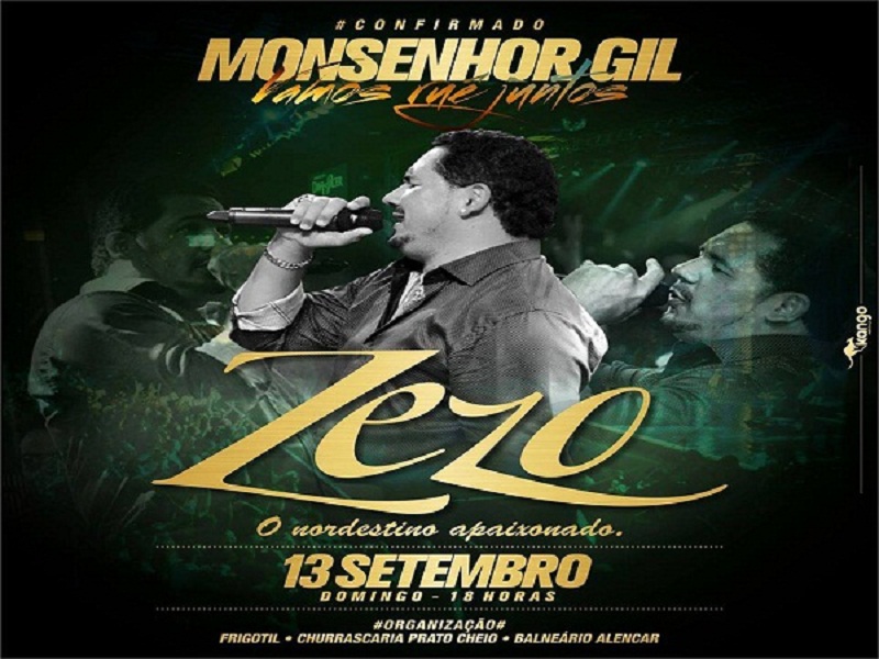       O cantor Zezo fará uma apresentação no Balneário Alencar em Monsenhor Gil