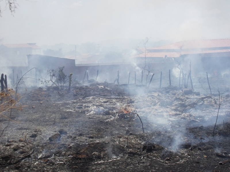 Incêndio de grandes proporções atinge zona urbana de Santa Rosa do Piauí