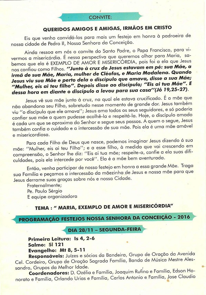 Definida a programação do festejo da Imaculada Conceição  - Imagem 2