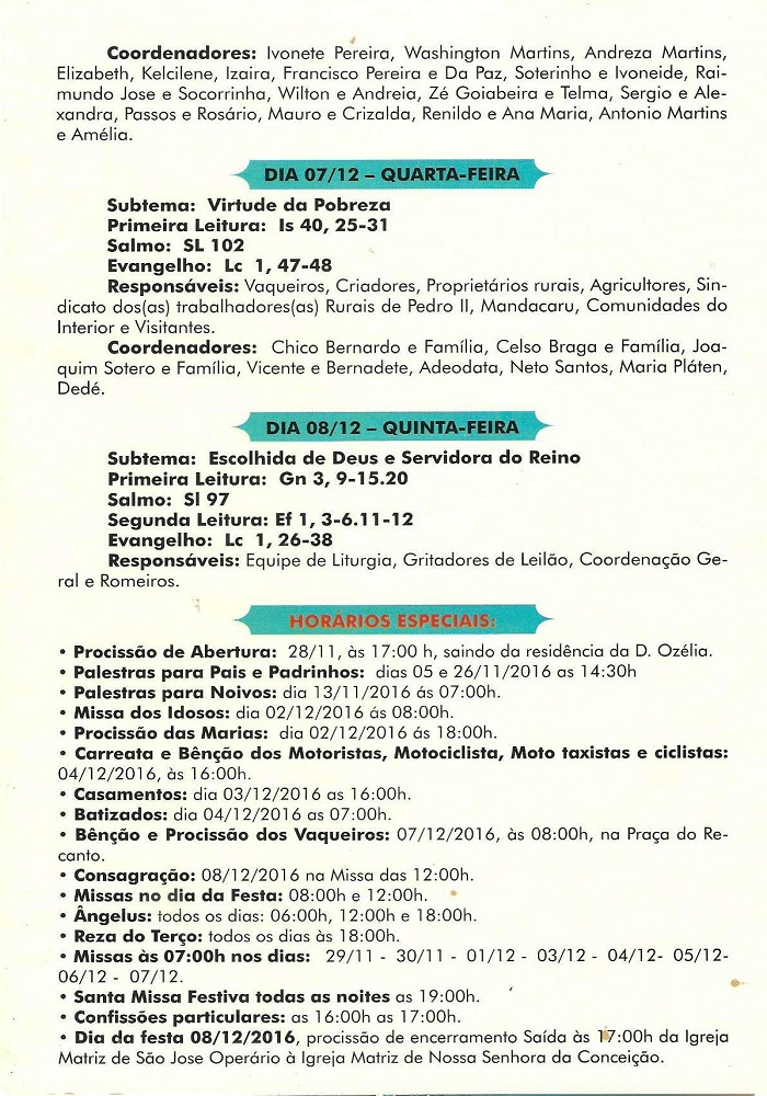 Definida a programação do festejo da Imaculada Conceição  - Imagem 5