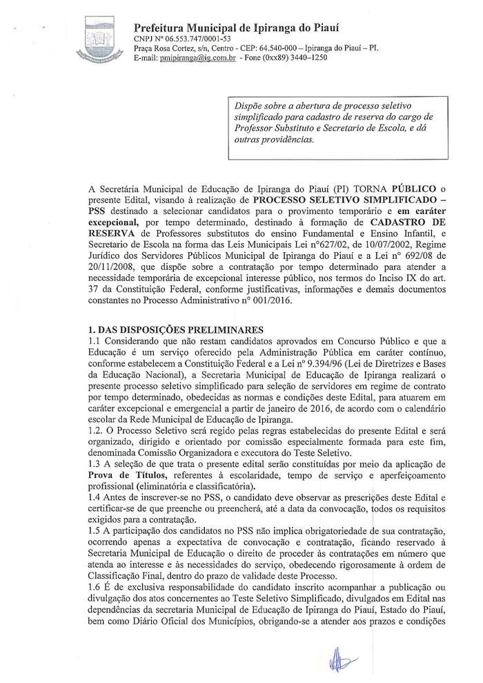 Secretaria Municipal de Educação realiza Processo Seletivo  - Imagem 1