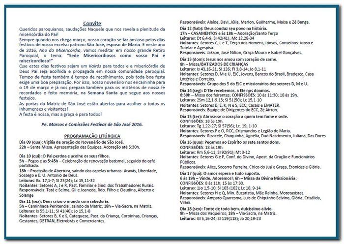 Programação Festejo de São José-2016 - Imagem 1