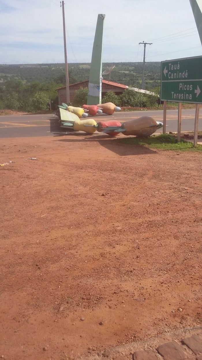 Caminhoneiro derruba placa da entrada da cidade - Imagem 1