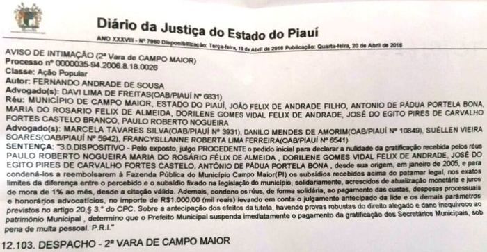 Justiça condena ex-prefeito de Campo Maior a devolver R$ 700 mil - Imagem 2