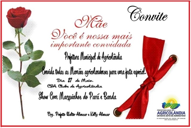 Festa das Mães será dia 27 de Maio com Marquinhos do Pará - Imagem 2