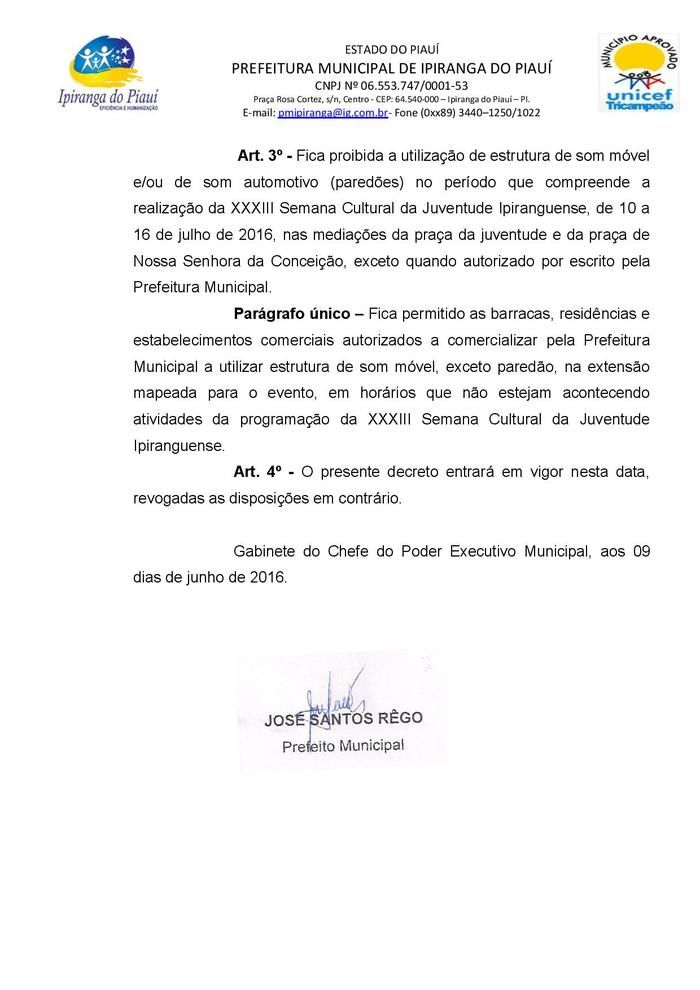 Prefeito Publica Decreto Regulamentador da Semana da Juventude - Imagem 3