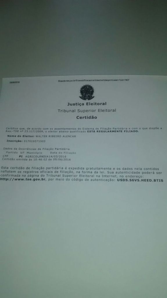 Filiação do prefeito Walter Alencar está Homologada no TSE  - Imagem 1
