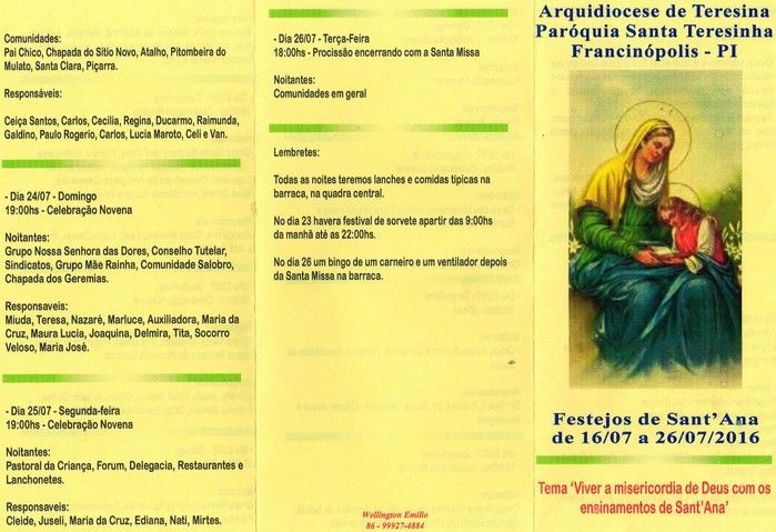 Programação dos festejos de Senhora Sant’ana em Francinópolis - Imagem 2