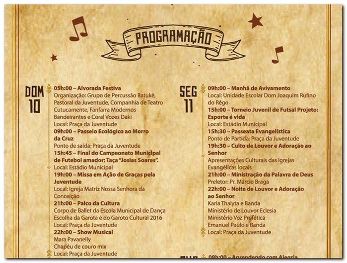 Programação XXXIII Semana Cultural da Juventude - Imagem 2