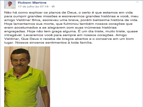 Deputado  lamenta morte de Assessor  - Imagem 1