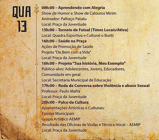 Confira a Programação da XXXIII Semana Cultura da Juventude - Imagem 5