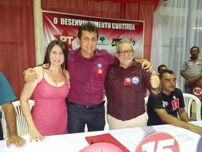 Primeira dama Ana Celia, Canditato a reileeição a prefeito Tonho Veríssimo (PT) e Zé Valdo a vice (PSD) (Crédito: juazeiroalerta.com.br)