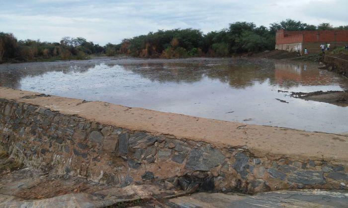 Barragem da Sede em Pio IX faltando pouco para transbordar (Crédito: Vilmar Santos)