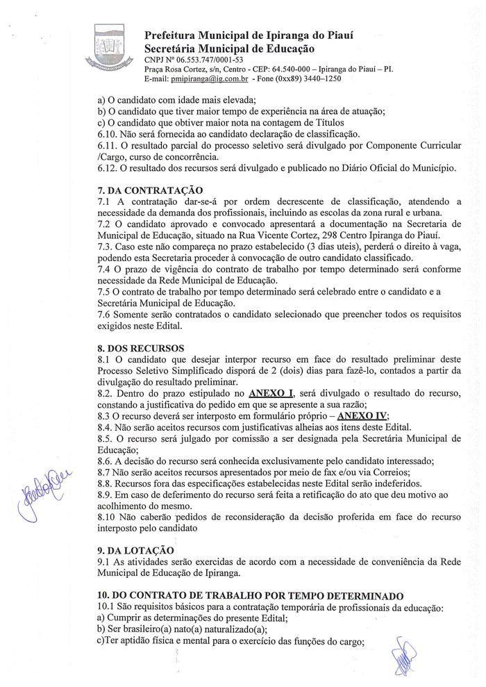 SEMED de Ipiranga Divulga Edital de Processo Seletivo - Imagem 6