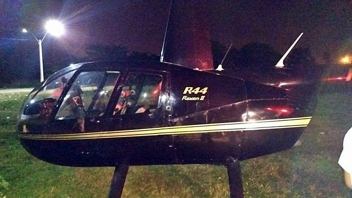 Helicóptero ficou estacionado no local por mais de uma hora. (Crédito: Kairo Amaral)