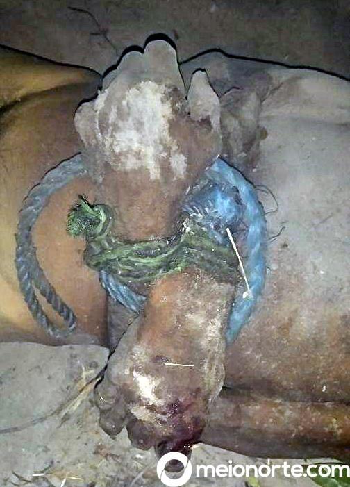 O segundo agricultor foi amarrado. (Crédito: Kairo Amaral)