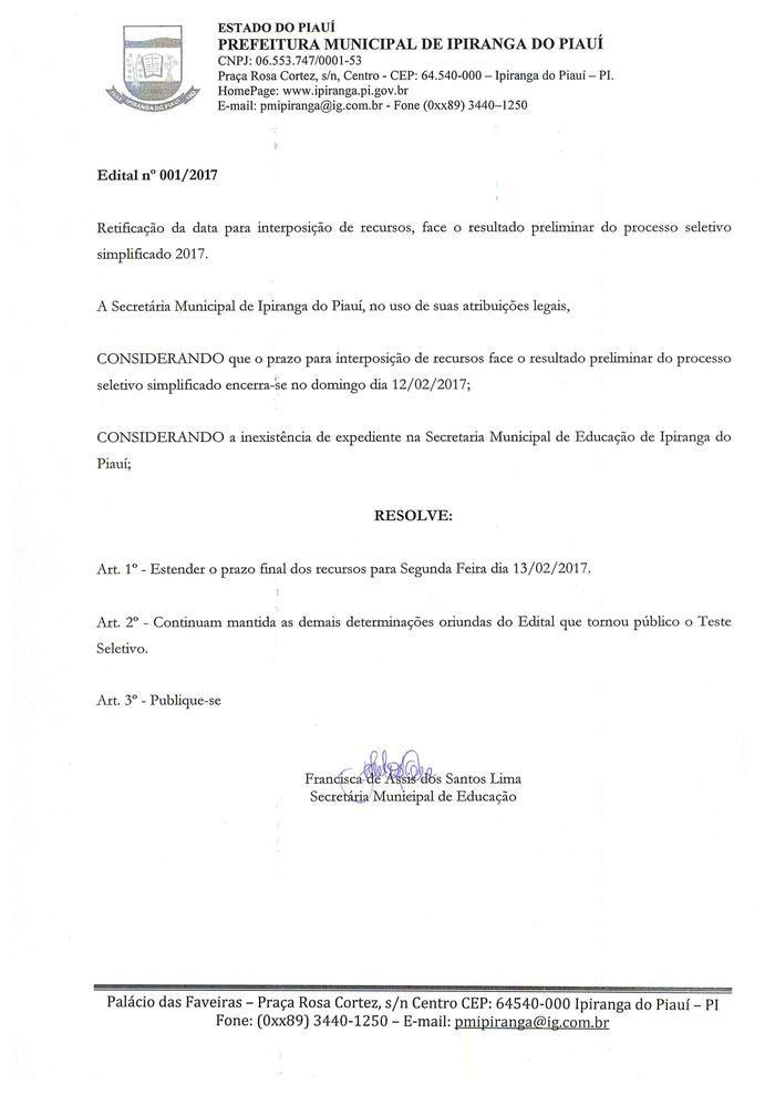 Retificação do Processo Seletivo Para Profissionais da Educação - Imagem 1