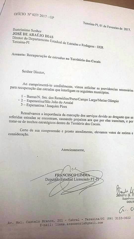 Dep. Limma viabiliza recuperação de estradas na Região dos Cocais - Imagem 1