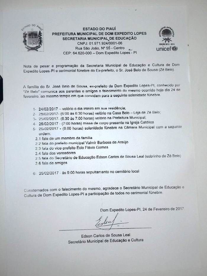 Morre, aos 93 anos, o ex-prefeito Zé Belo Fundador de Dom Expedito  - Imagem 11