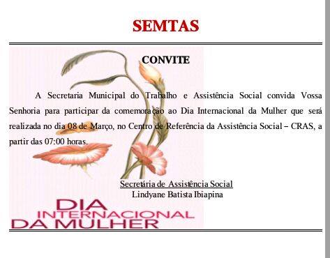 Programação para o Dia Internacional da Mulher. - Imagem 1