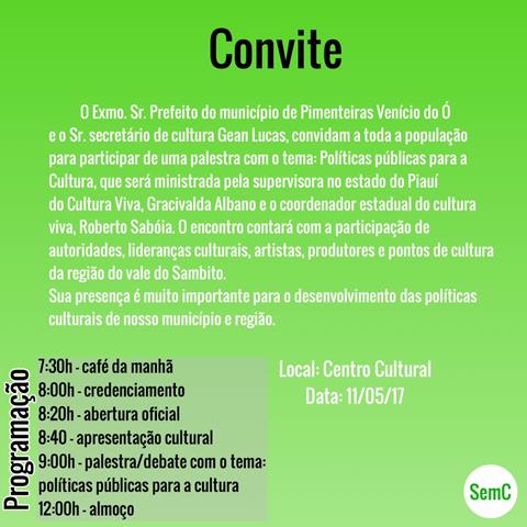 Cultura de Pimenteiras divulga aprovados e convida para evento - Imagem 1