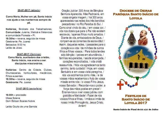 Veja programação religiosa dos festejos de Santo Inácio  - Imagem 1