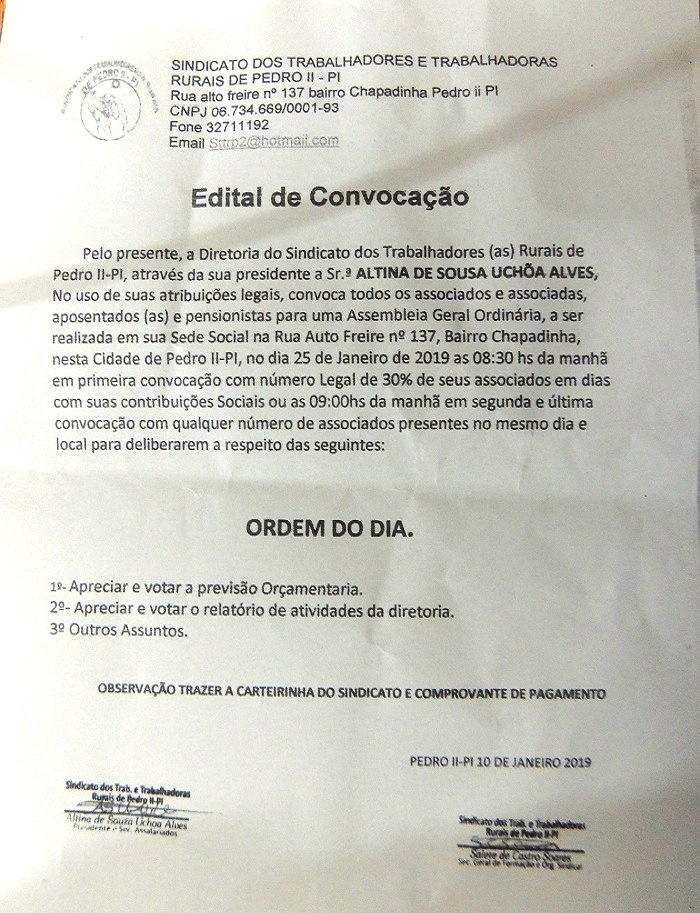 Sindicato convoca trabalhadores para assembleia geral dia 25 - Imagem 2