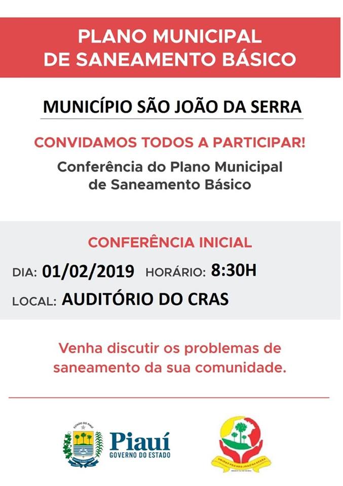 População é convidada para participar de conferência sobre saneamento básico