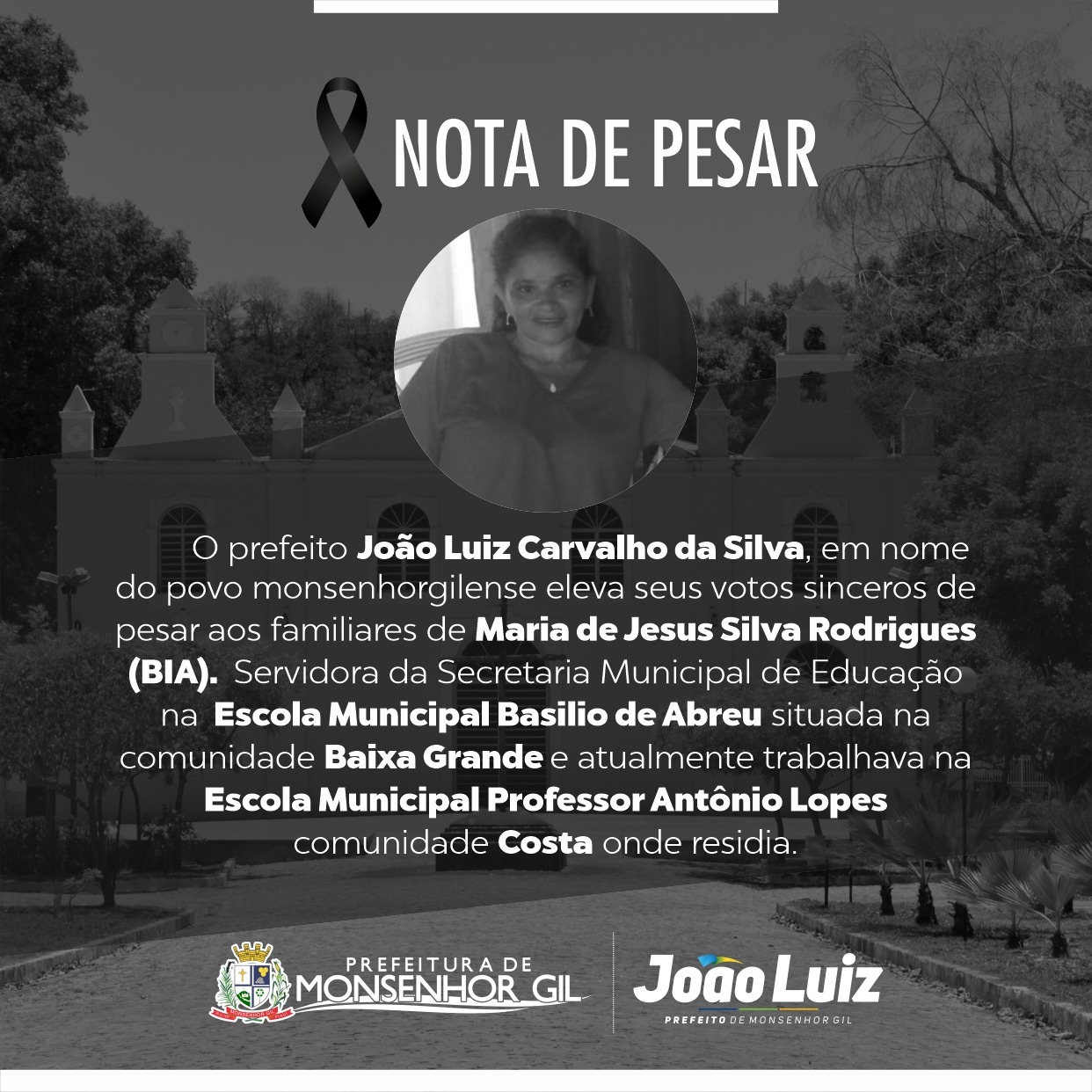 Prefeito João Luiz e Secretaria Norma Suely lamentam morte de servidora - Imagem 1