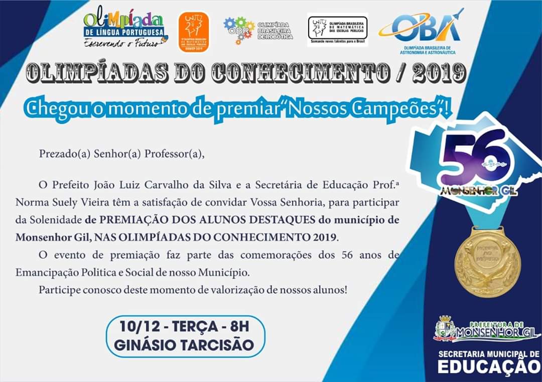 Manhã de Premiação aos Campeões das Olimpíadas do Conhecimento. Oscar da Educação - Imagem 2