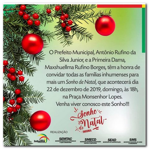 Prefeitura de Inhuma realizará mais um Sonho de Natal  - Imagem 1