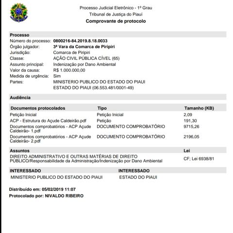 MP de Piripiri ingressa com Ação Civil Pública em desfavor do Governo do Estado