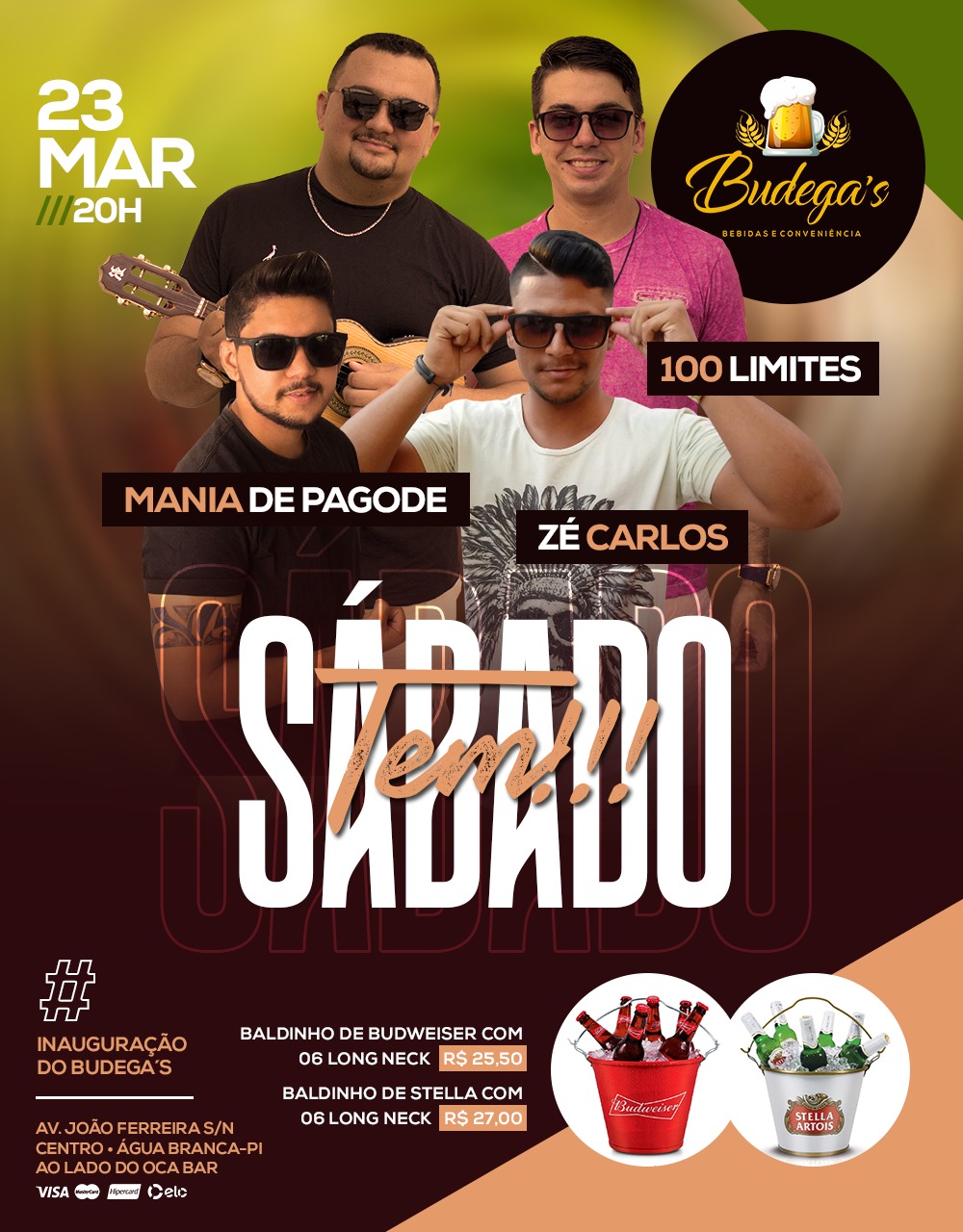 Sábado dia 23 de março será a inauguração do Budega’s bebidas e conveniência