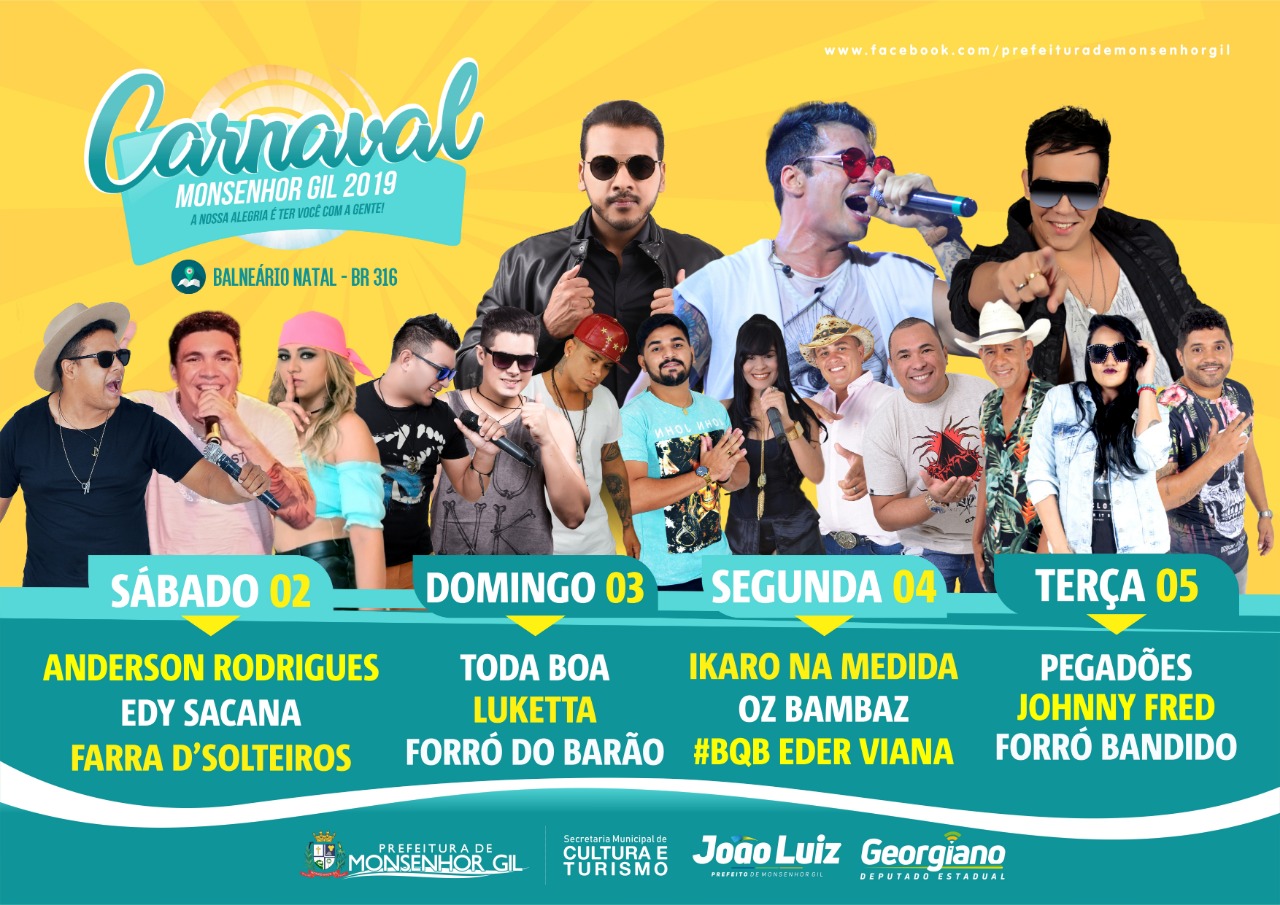 Começa hoje o Carnaval de Monsenhor Gil, no mais lindo cenário 