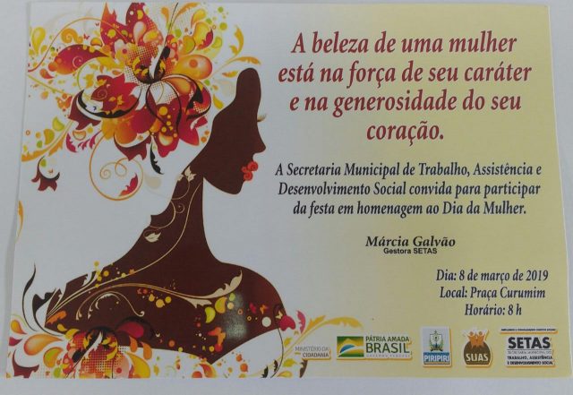 Piripiri - SETAS comemorará o dia da mulher