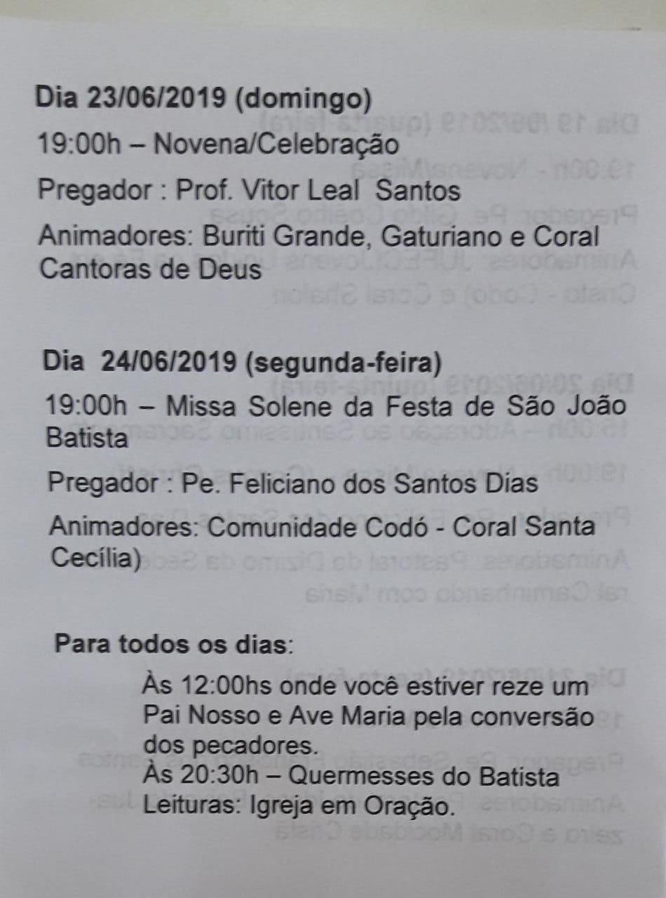Comunidade católica do Bairro Codó inicia o festejo de São João Batista - Imagem 4