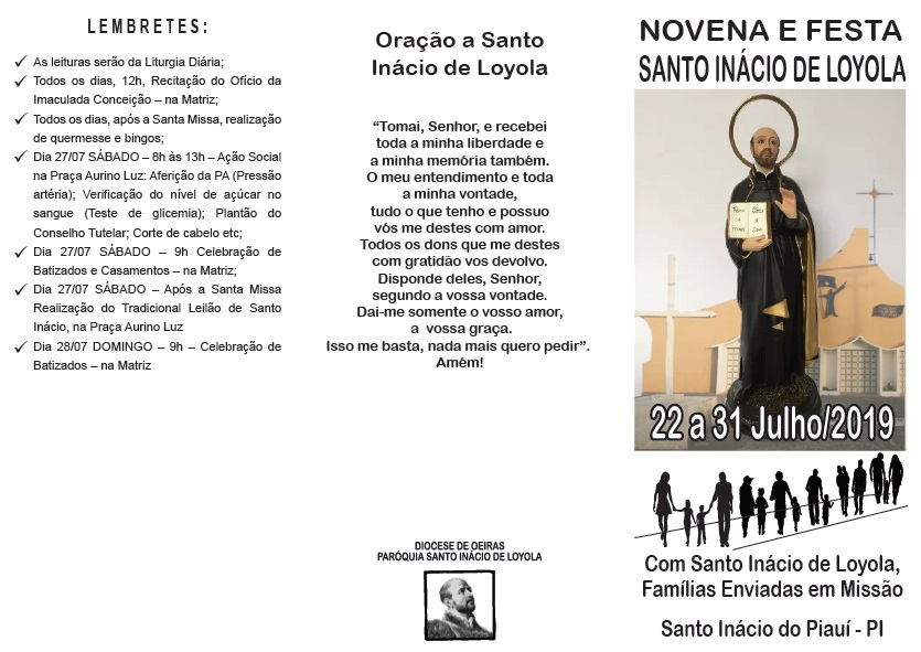 Festejos de Santo Inácio de Loyola acontecerá de 22 a 31 de julho em Santo Inácio do Piauí   - Imagem 1
