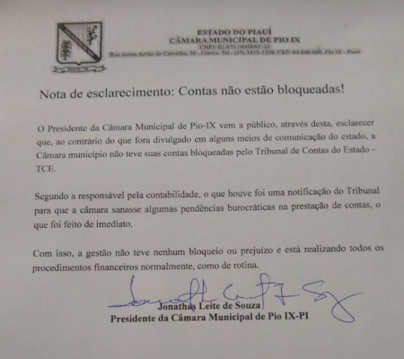 Nota de esclarecimento: Contas não estão bloqueadas!