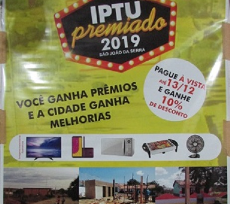 IPTU premiado sorteará pop 110 e vários prêmios