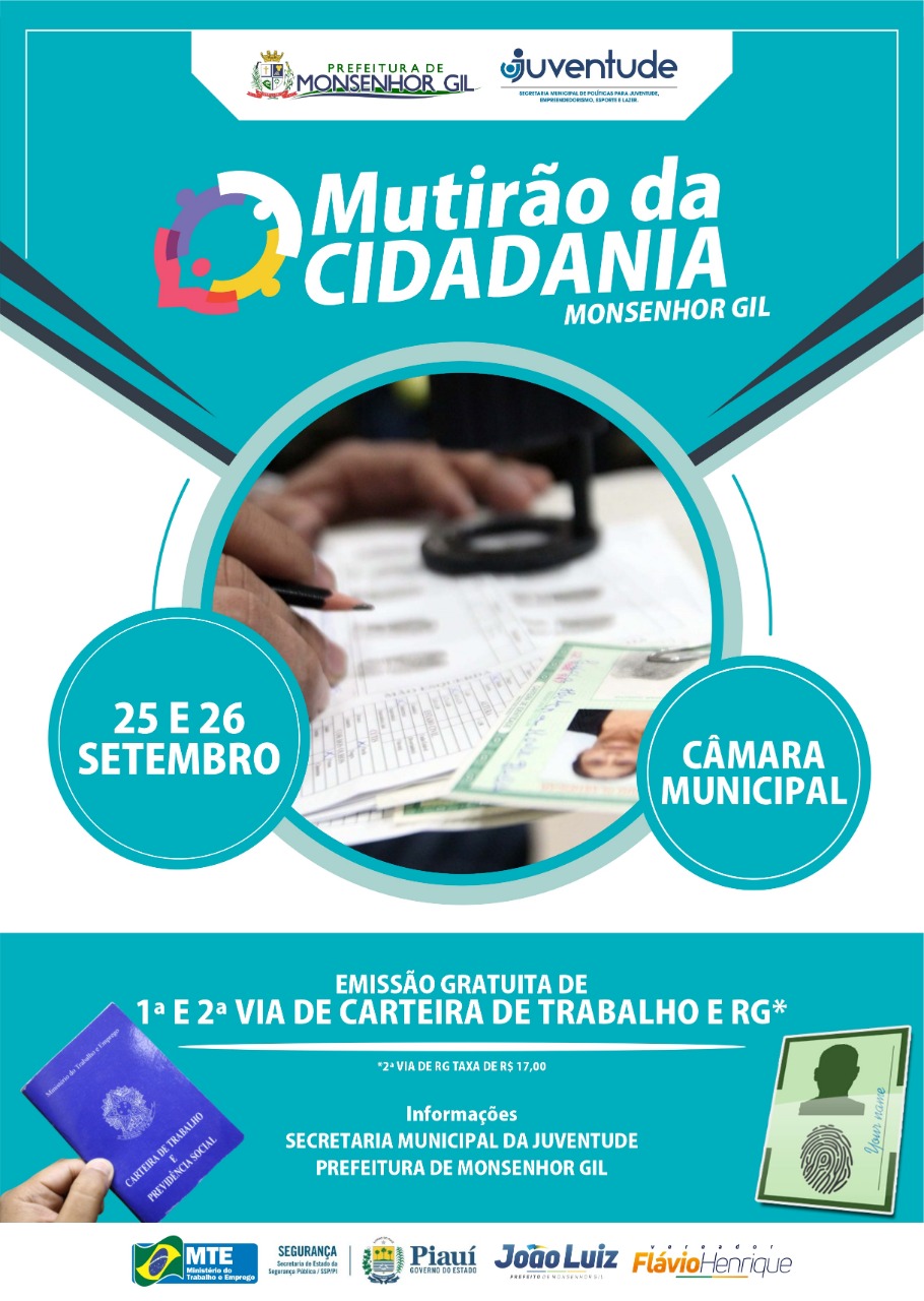 Prefeitura faz chamamento para expedição de documentos, nesta quarta e quinta feira em Monsenhor Gil   - Imagem 1