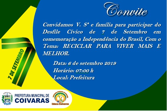 07 DE SETEMBRO: PREFEITURA DE COIVARAS REALIZARÁ TRADICIONAL DESFILE CÍVICO - Imagem 1