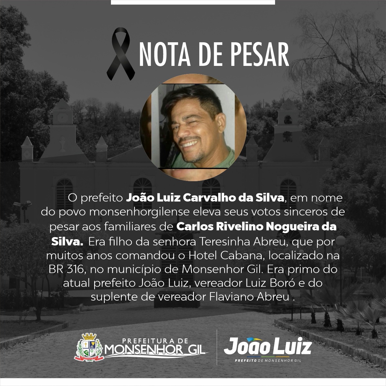 Monsenhor Gil se despede de Rivelino Nogueira, vítima de Covid-19 - Imagem 1