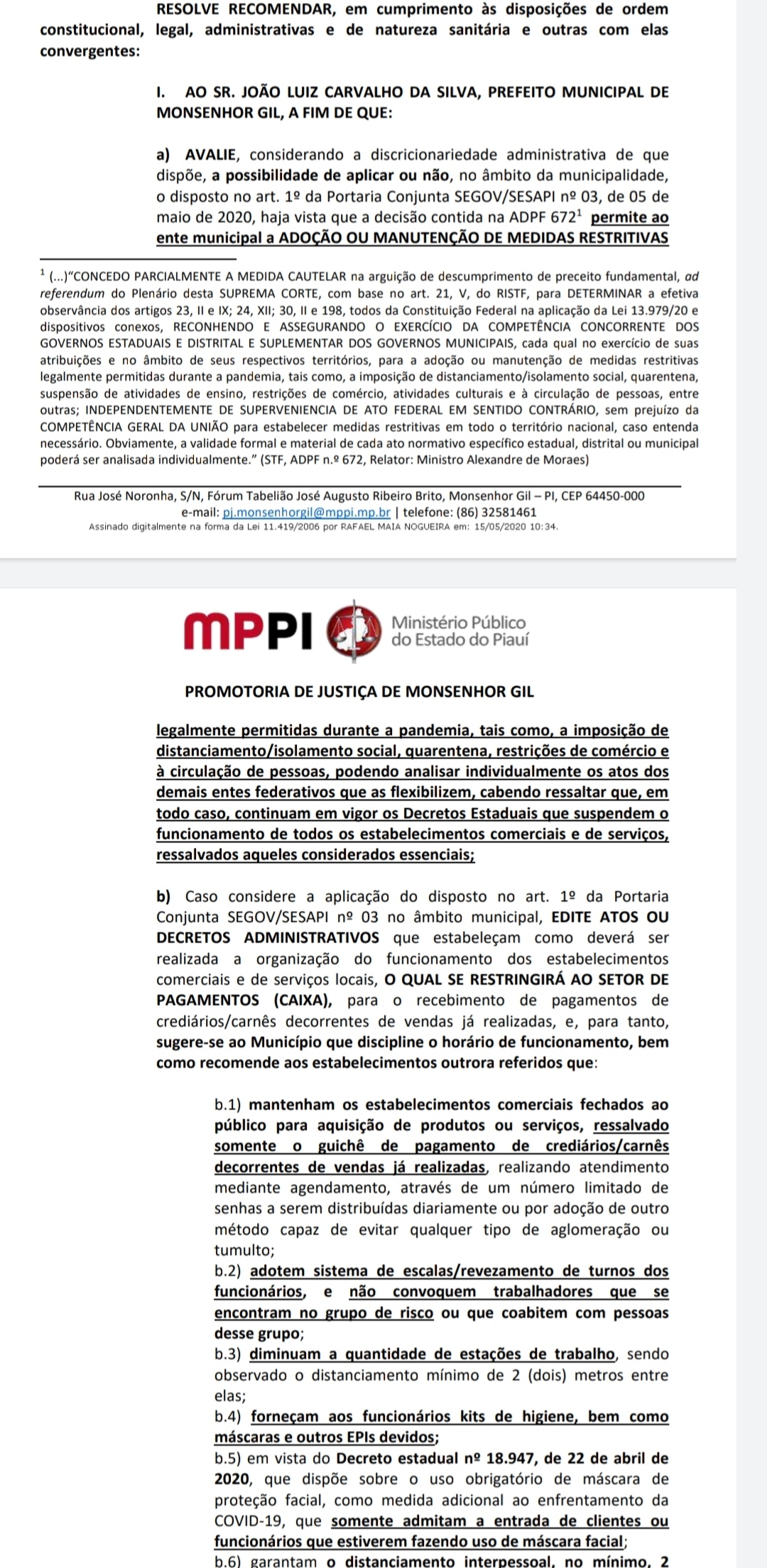 MP recomenda ao poder municipal que adote medidas mais firmes no combate ao Covid-19 - Imagem 1