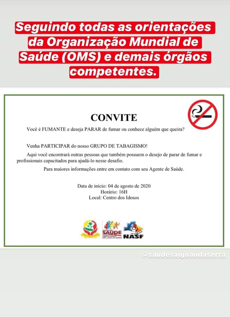 Secretaria de Saúde convida fumantes para encontro dia 4 de agosto - Imagem 1