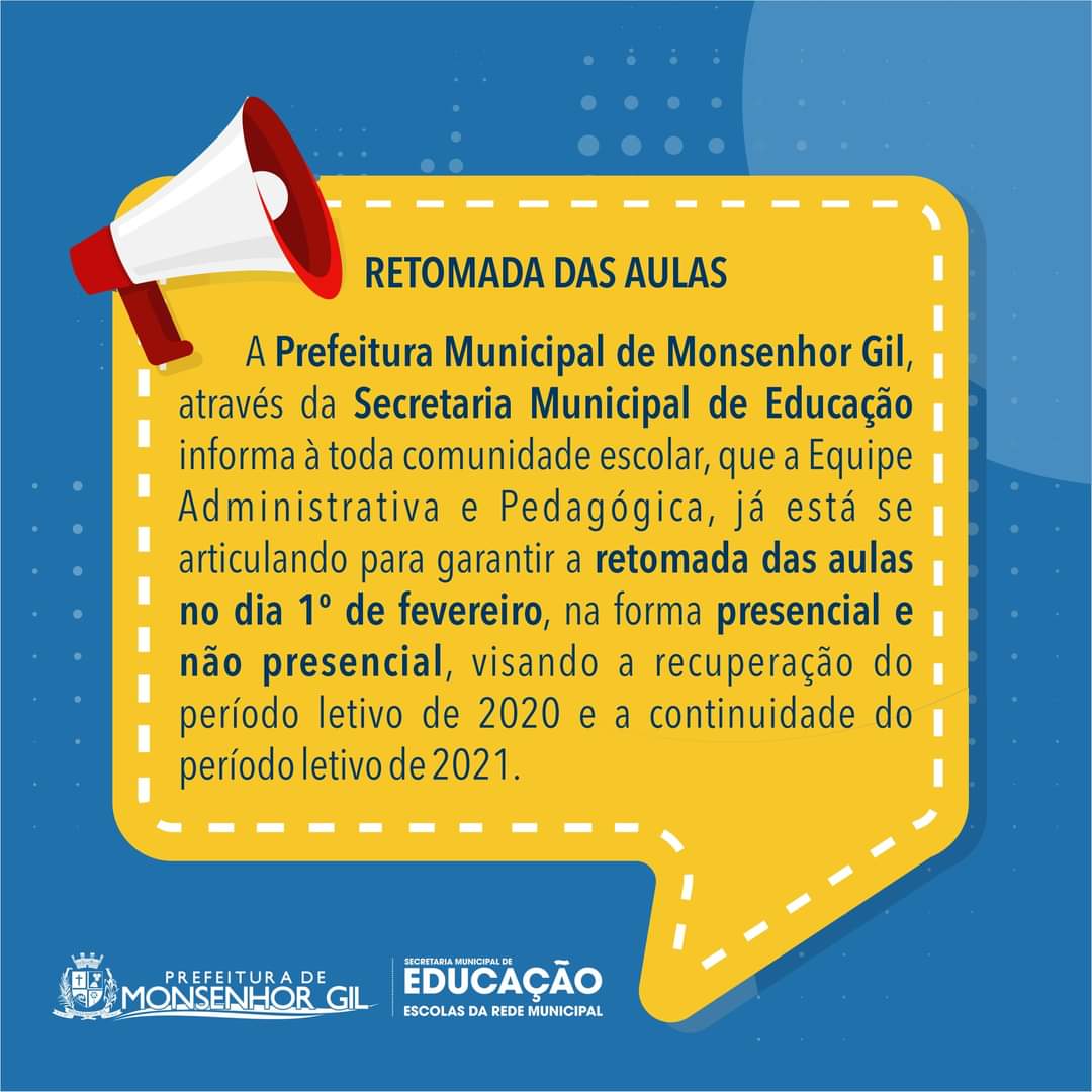 Prefeito João Luiz anuncia o retorno das aulas presenciais em Monsenhor Gil - Imagem 1