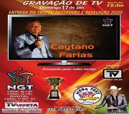 São Paulo: Caytano Farias recebe troféu “Destaque e Revelação 2020”