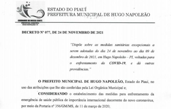 Hugo Napoleão decreta medidas restritivas após aumento de casos da covid-19