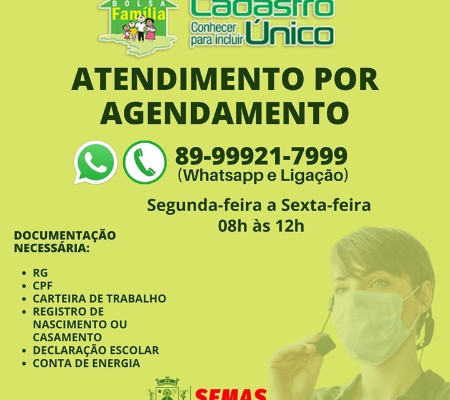 Assistência Social de Valença divulga telefone para agendar atendimento