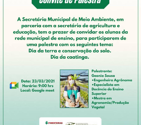  Pimenteiras realizará palestra virtual sobre Educação Ambiental.